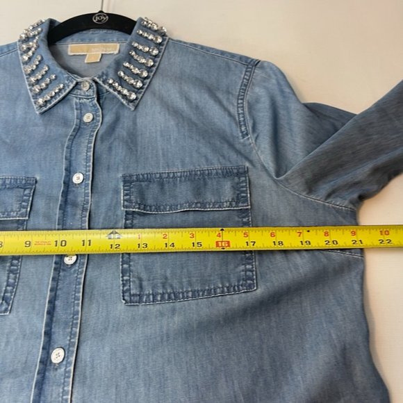 COPY - Michael Kors Denim Button down with Bling Color Size L - Picture 5 of 8